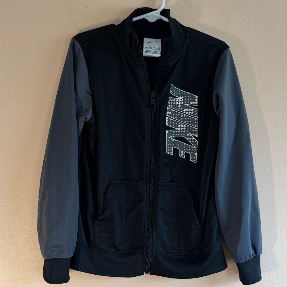 Nike Black Jacket with Gray Sleeves and Logo
